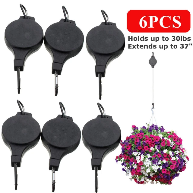 6X Plant Pulley Retractable Hanger Hanging Planter Flower Basket Hook Pot Hooks