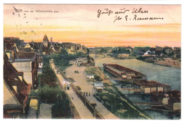 Ulm a. D., Blick von der Wilhelmshöhe auf die Donau 1905