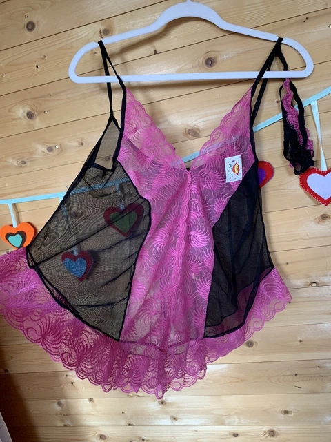 Bimbola e perizoma stile vintage camicia da notte trasparente nylon lingerie glamour