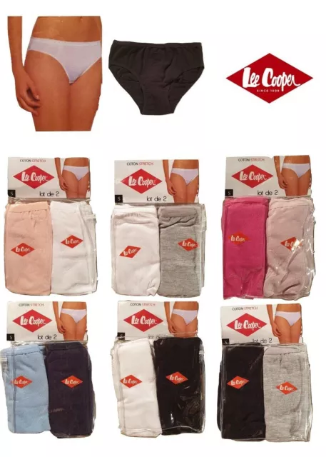 Lee Cooper lot de 2 slips culottes Femme coton stretch