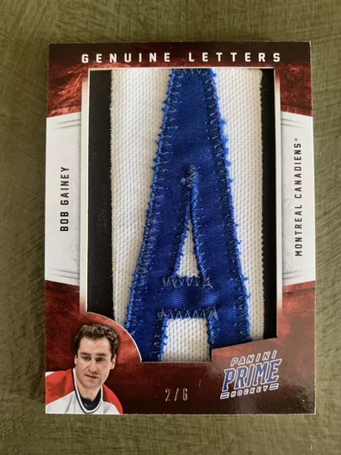 2012-13 Panini Prime Hockey Bob Gainey Genuine Letters Game Worn “A” Patch 2/6