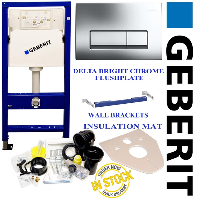 GEBERIT WC WALL hung toilet frame with bright chrome plate, brackets