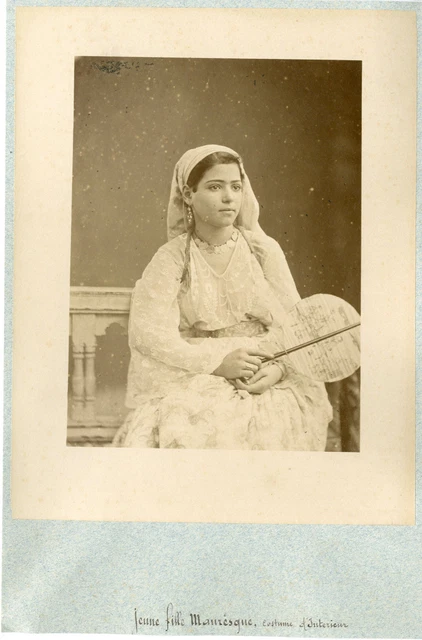 ALGÉRIE, MAURESQUE D'ALGER, Costume intérieur riche Vintage albumen print. EUR 79,00 - FR