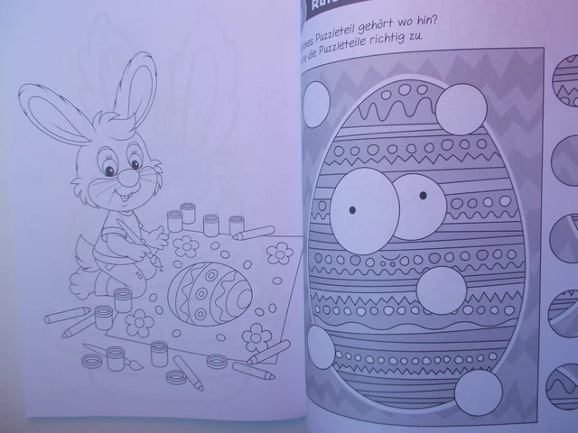 Glitzersticker Malbuch Mal- u. Rätselspaß 132 S. Frühling Ostern Formen Farben 4