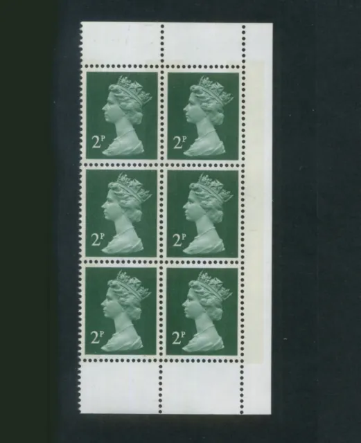 GB  1971  Machin 2p Myrtle green  (2 bands) Corner blk of 6 SG X849  MNH Sale