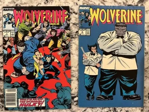 1989 WOLVERINE V2 #7 & 8 LOT! HULK!! Mr FIXIT app! KEY issues! Iconic Covers