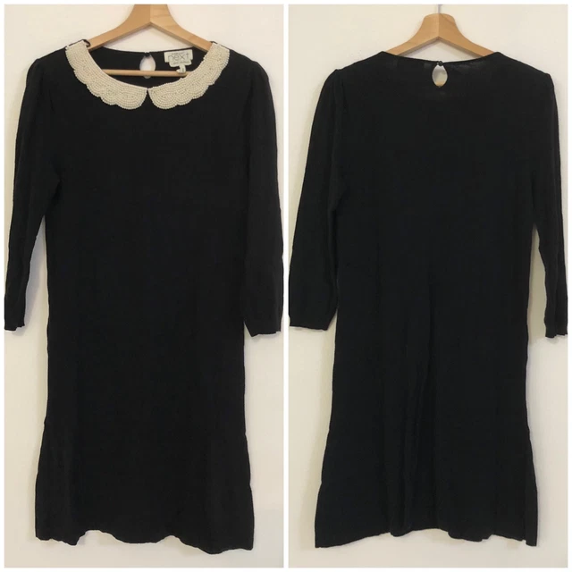 NEXT Vestito abito nero colletto perline Tg EUR 40