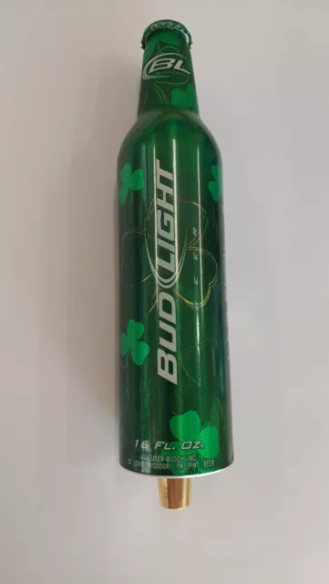 Bud Light St. Patrick's Day Shamrock Aluminum Bottle Beer Draft Keg Tap Handle