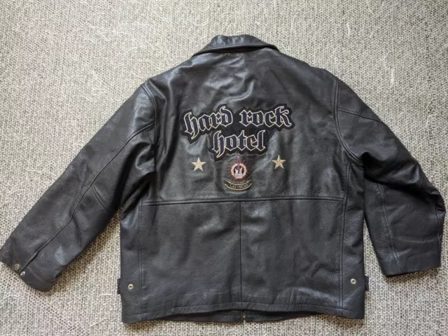 VINTAGE HARD ROCK HOTEL leather jacket XL motorcycle LAS VEGAS cafe ...