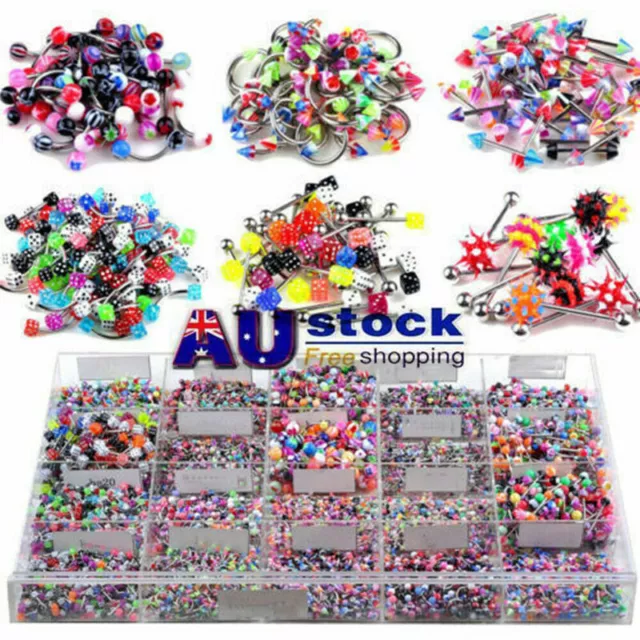 110Pc Wholesale Bulk lots Eyebrow Jewelry Belly Body Piercing Tongue Bar Ring AU