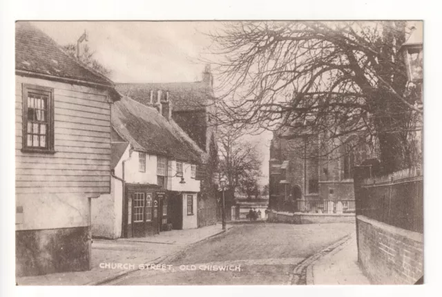 Old Chiswick - Church Street, Burlington Arms pub - vintage London postcard