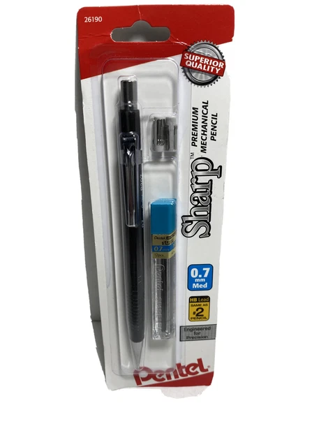 Pentel Mechanical Pencil 0.7mm Metallic Barrels Refill & Erasers Asst Colors
