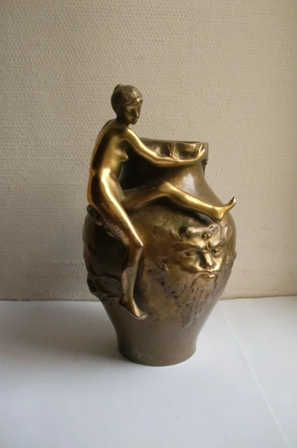 ANCIEN GRAND VASE en bronze fin XIXe Asie Chine Japon signé Qing déco