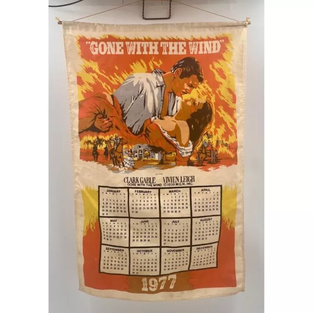 Vintage 1977 Commemorative "Gone with the Wind" Hanging Tapestry Wall Calendar