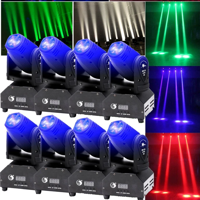 8X Mini Moving Head Beam Stage Light LED RGBW DMX Disco Party Light DJ Club Show