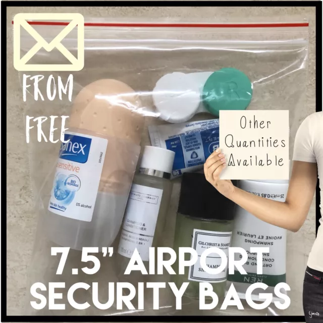 10 - Transparent Clear Re-sealable Plastic Bag - 20cm Liquids airplane security