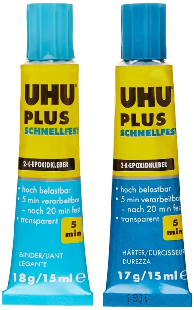 UHU Plus Quick Secure 45700 2-Component Epoxy Resin Glue 2 x 15ml