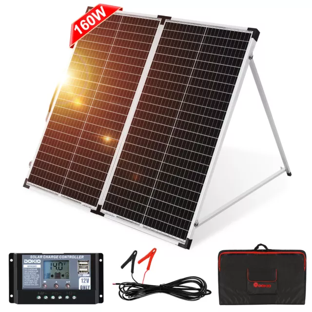 Dokio 150W 12v Foldable Solar Panel For Car Battery/Camper/RV/Home/Garden