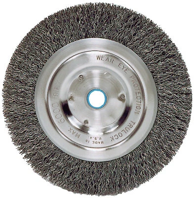 Medium-Face Crimped Wire Wheel, 6 in D X 5/8 in W, .014 in Steel Wire, 6,000 Rpm