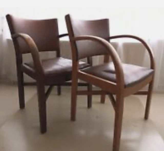 2x Vintage Mid Century Bentwood Arm/ Dining Chairs Solid Wood Upholstery Project