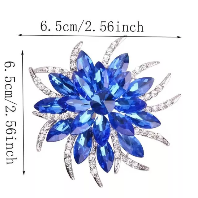 Flower Shaped Large Lapel Pin Inlaid Rhinestone Exquisite Brooch, 6.5cm x 6.5cm 2