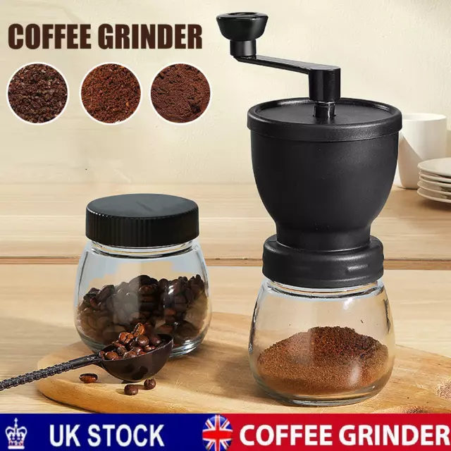 Manual Coffee Bean Grinder Adjustable Coarseness Ceramic Hand Held Mill Maker UK