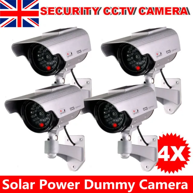 Solar Dummy Camera Security Surveillance CCTV Cam Fake Red IR LED Indoor Outdoor