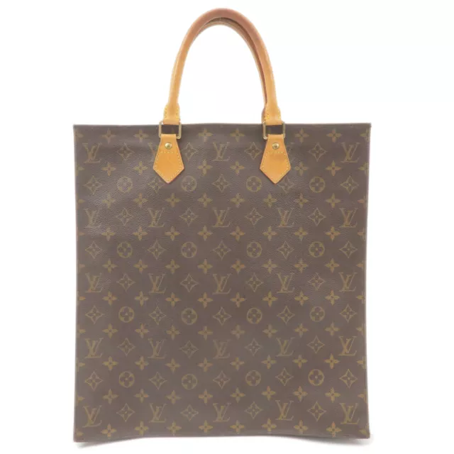 Auth Louis Vuitton Monogram Sac Plat Hand Bag M51140 Used