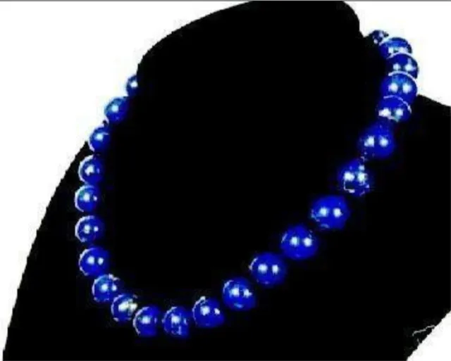 10mm Egyptian Blue Lapis Lazuli Round Gemstone Beads Necklaces 18'' AAA