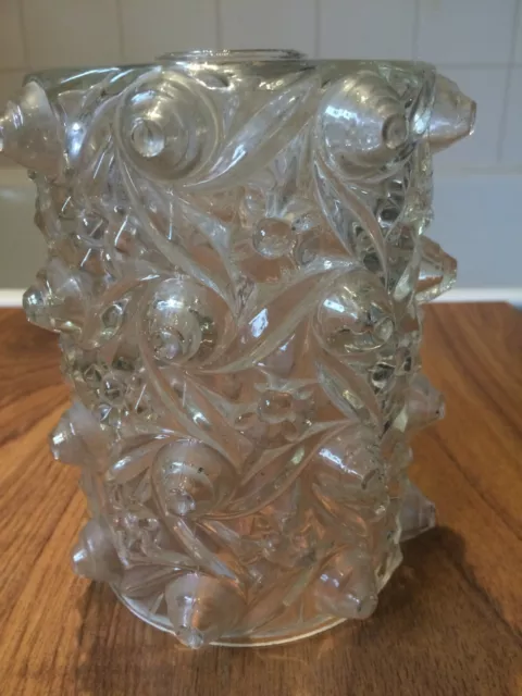 vintage 1960's knobbly clear pressed glass lightshade ~ 14 cm tall 2