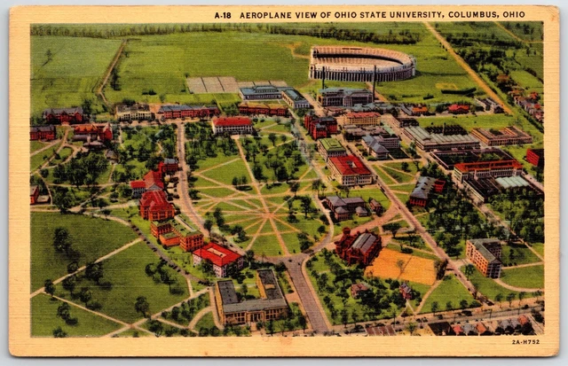 COLUMBUS, OHIO POSTCARD Airplane View of Ohio State University, Aerial View