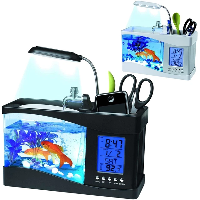 Aquarium Tank Fish Mini LED Light Self Clean with tank Kit Filter LCD Display