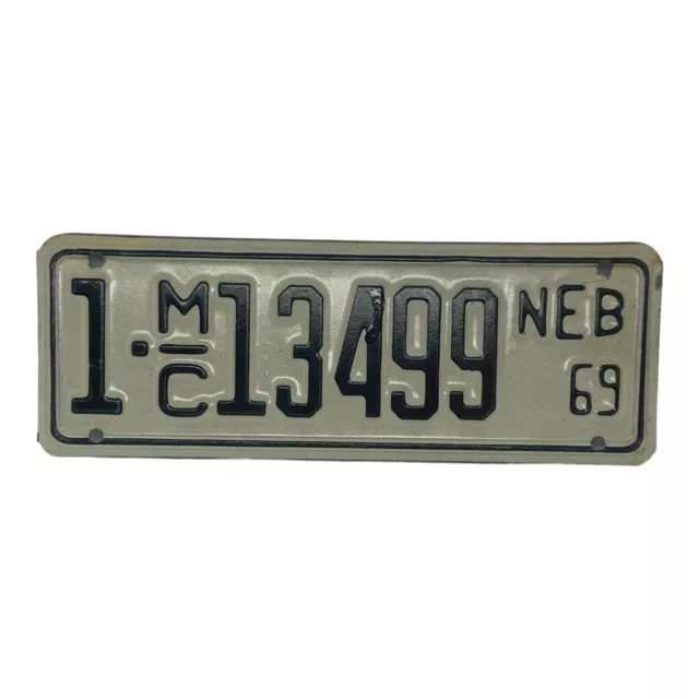 1969 Nebraska Motorcycle License Plate # 1-mc 13499 Omaha Douglas County NOS AM