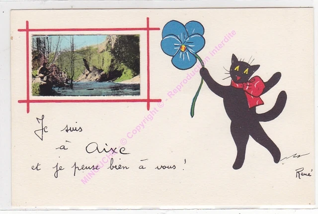 Cpsm 87700 Aixe On Vienna Illustrator Rene The Cat n1