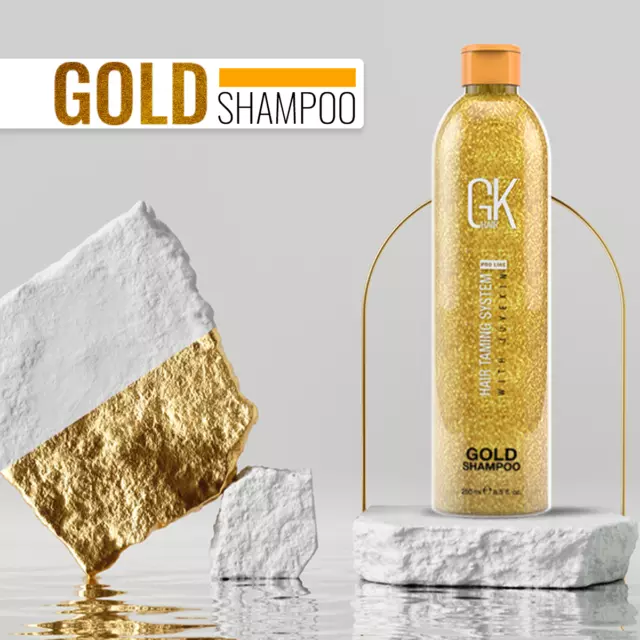 GK HAIR Women Men Gold Shampoo Sulfate Free Moisturizing Shine Natural 250ml