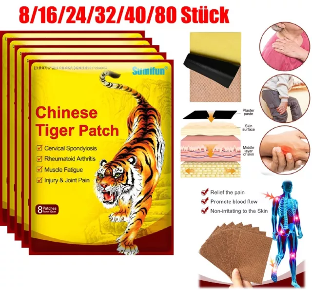 8-80 cerotti Tiger Balm Patch mal di schiena articolazioni dolori muscolari sollievo