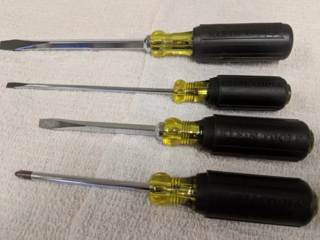 4 New Klein Screwdrivers 3 Reg 1 Phillips 600-6,600-4, 601-6, 603-4 Never Used