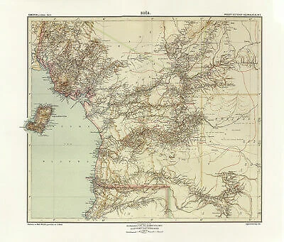 Landkarte von Buea Fernando Poo Biafra Angong Bati Mibange Kolonialatlas 131