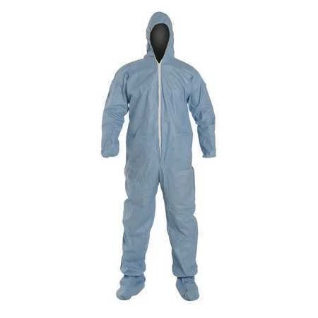 Dupont Tm122sbu4x002500 Flame Resistant Coverall W/Hood And Boots, Sky Blue,