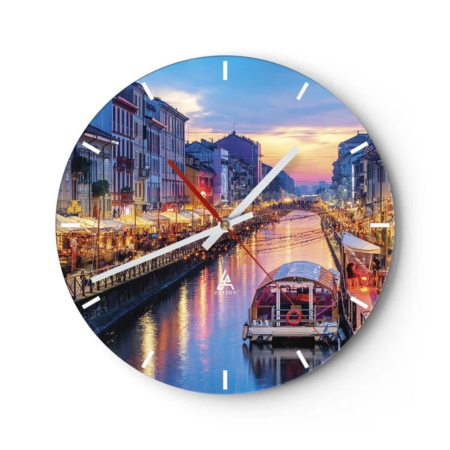 Horloge Murale En Verre ARTTOR 30x30cm - Viaduc Landwasser Et Train - Silencieuse