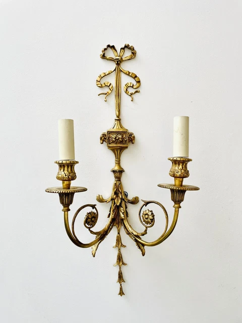 Set of three Early 20th Century Adam Style Gilt Metal Wall Lights