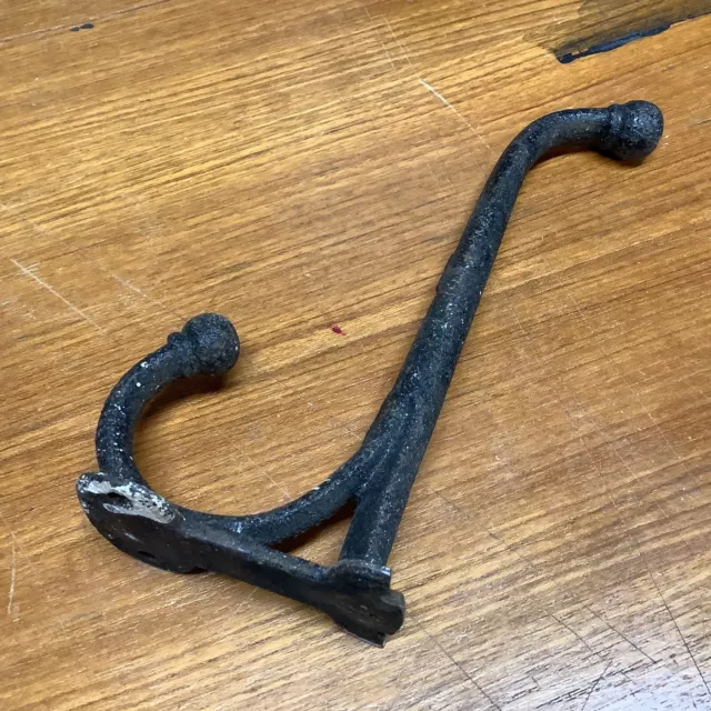 Vintage Antique Farmhouse Style Coat Hanger Rustic Textured Cast Iron P96
