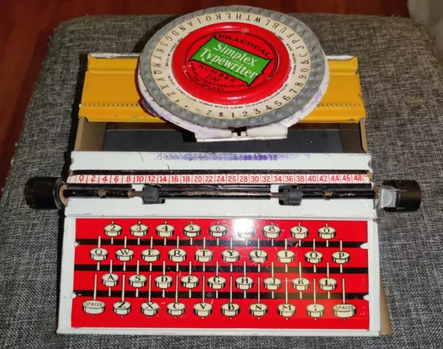 VTG Simplex Tin Toy Typewriter  No. 200 Litho w/ Original Box 2