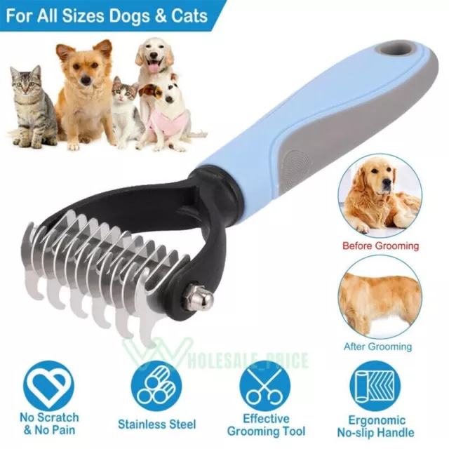 2side Dog Brush for Shedding Dematting Pet Grooming Cat Hair Undercoat Rake Comb