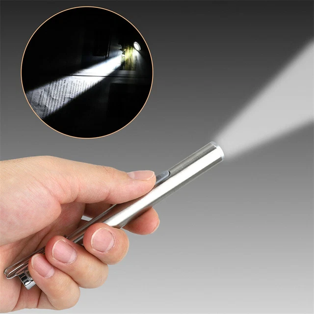 5" LED USB RECHARGEABLE MINI FLASHLIGHT Stainless Steel Pen Light 1000 Lumens 3