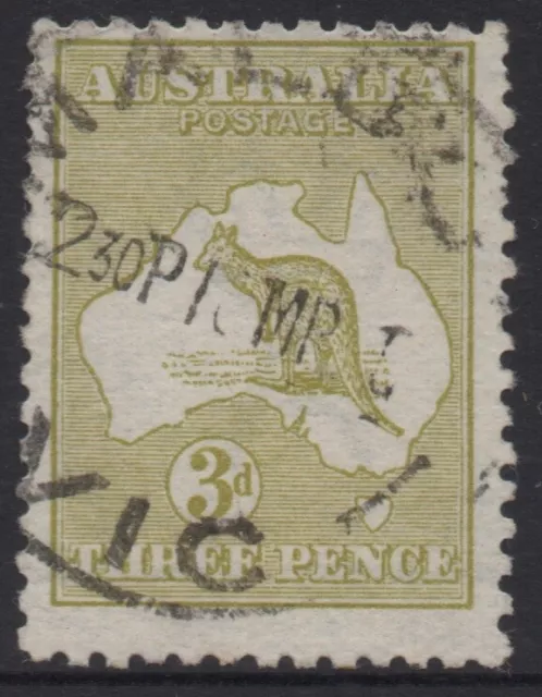 AUSTRALIA 1913  3d  OLIVE  KANGAROO (DIE I) 1st. WMK USED SG.5