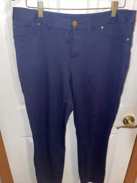 INC International Concepts Blue Pants Size 12 Zip front Straight Leg Stretch