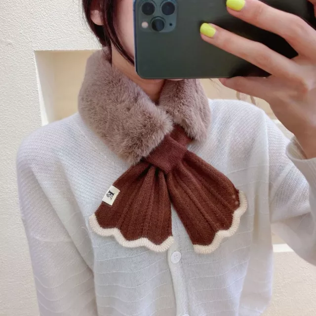 Cross Wool Collar Winter Cashmere Scarves Warm Knitted Scarf  Girl