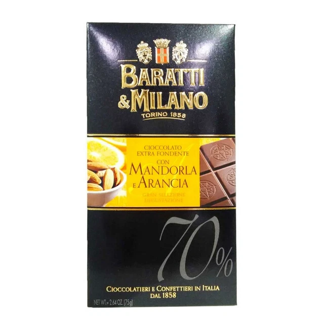 Baratti & Milano Cioccolato 70% Cacao con Mandorla e Arancia 75 g