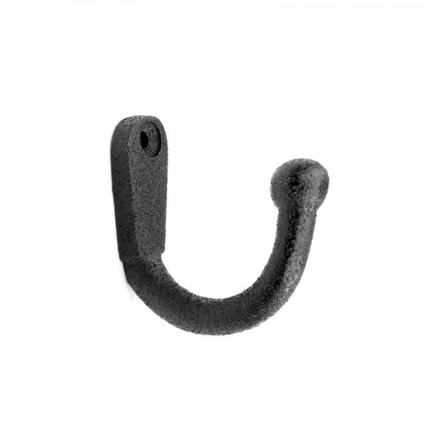 Black Wall Mount Coat Hook 2" Proj Wrought Iron Rust Resistant Renovators Supply